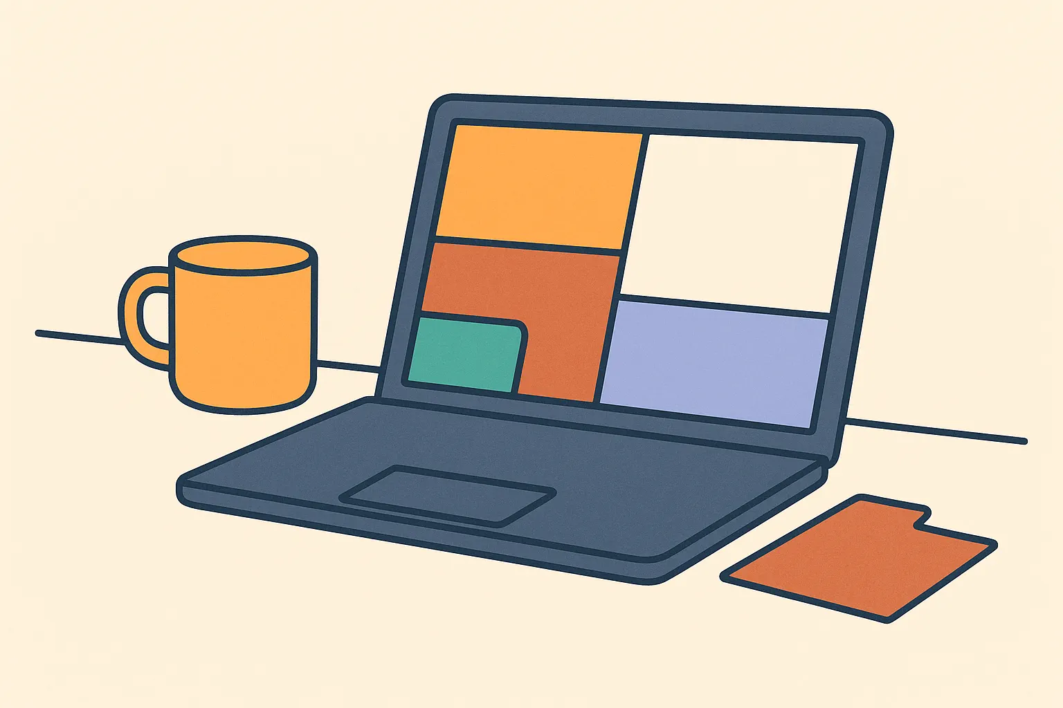 Fractured chat app icons scattered across a dark desk, symbolizing attention cost